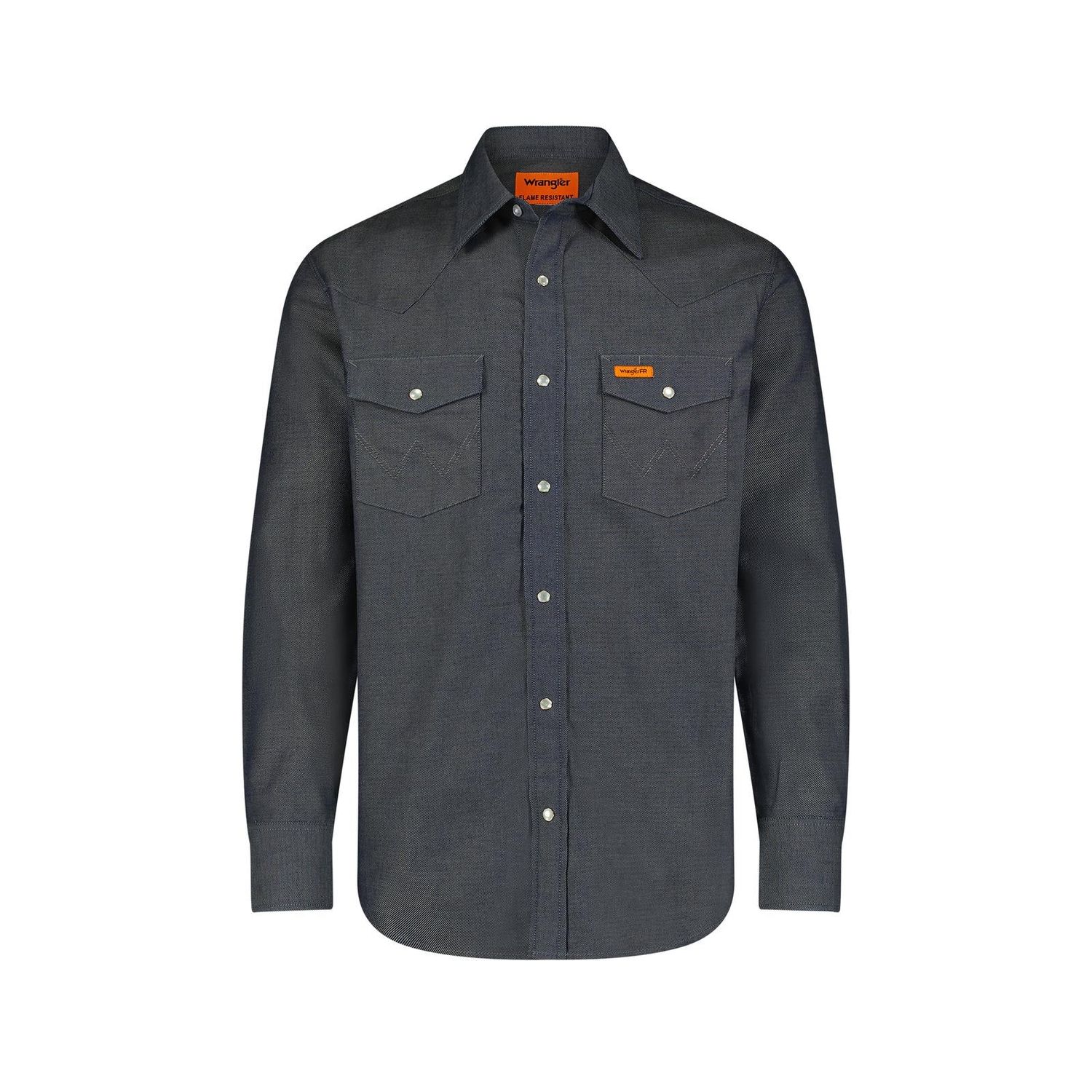 Wrangler Men's FR Flame Resistant Graphic Long Sleeve Work Shirt - Indigo Grey