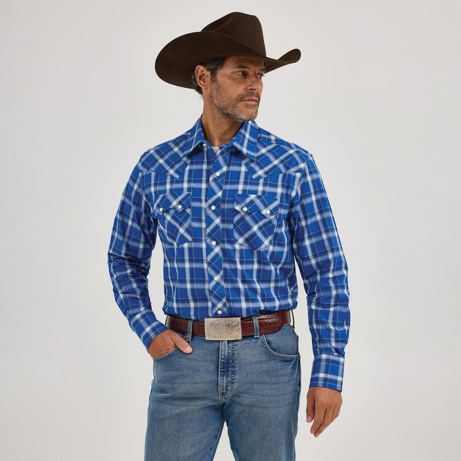 Wrangler Men's Wrangler Retro Modern Fit Long Sleeve Shirt - True Blue