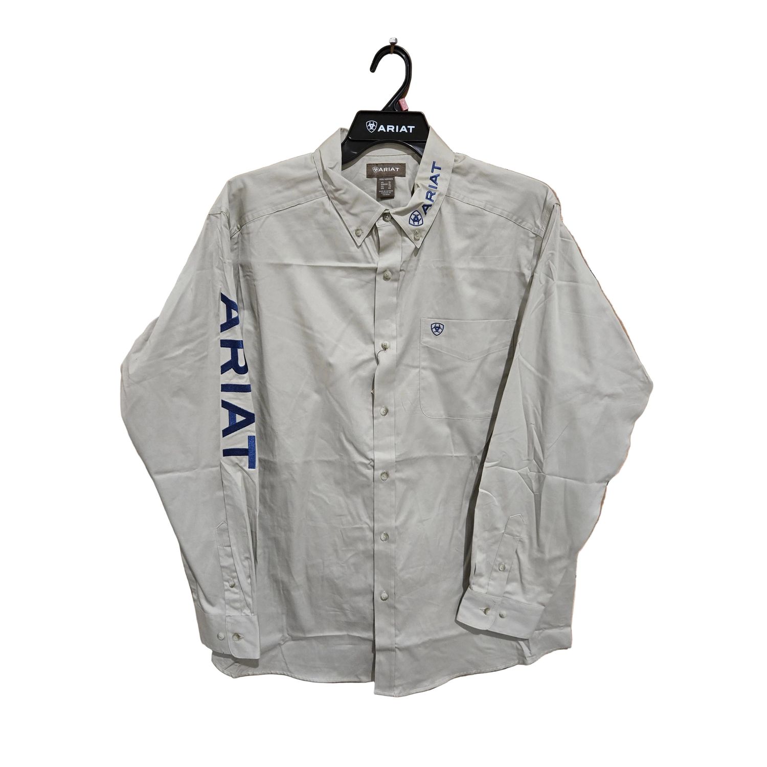 Ariat Men's Team Logo Twill Long Sleeve Fitted Shirt - Khaki/Navy