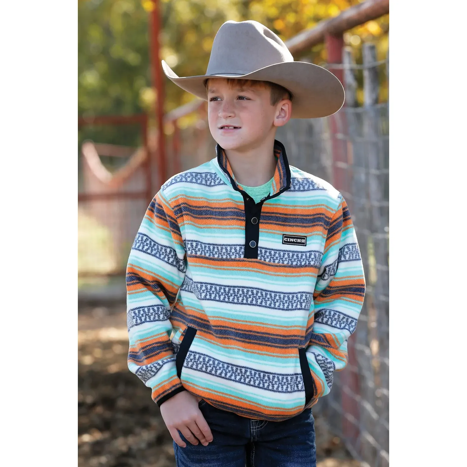 Cinch Boys Fleece Pullover - Striped, Size: SMALL