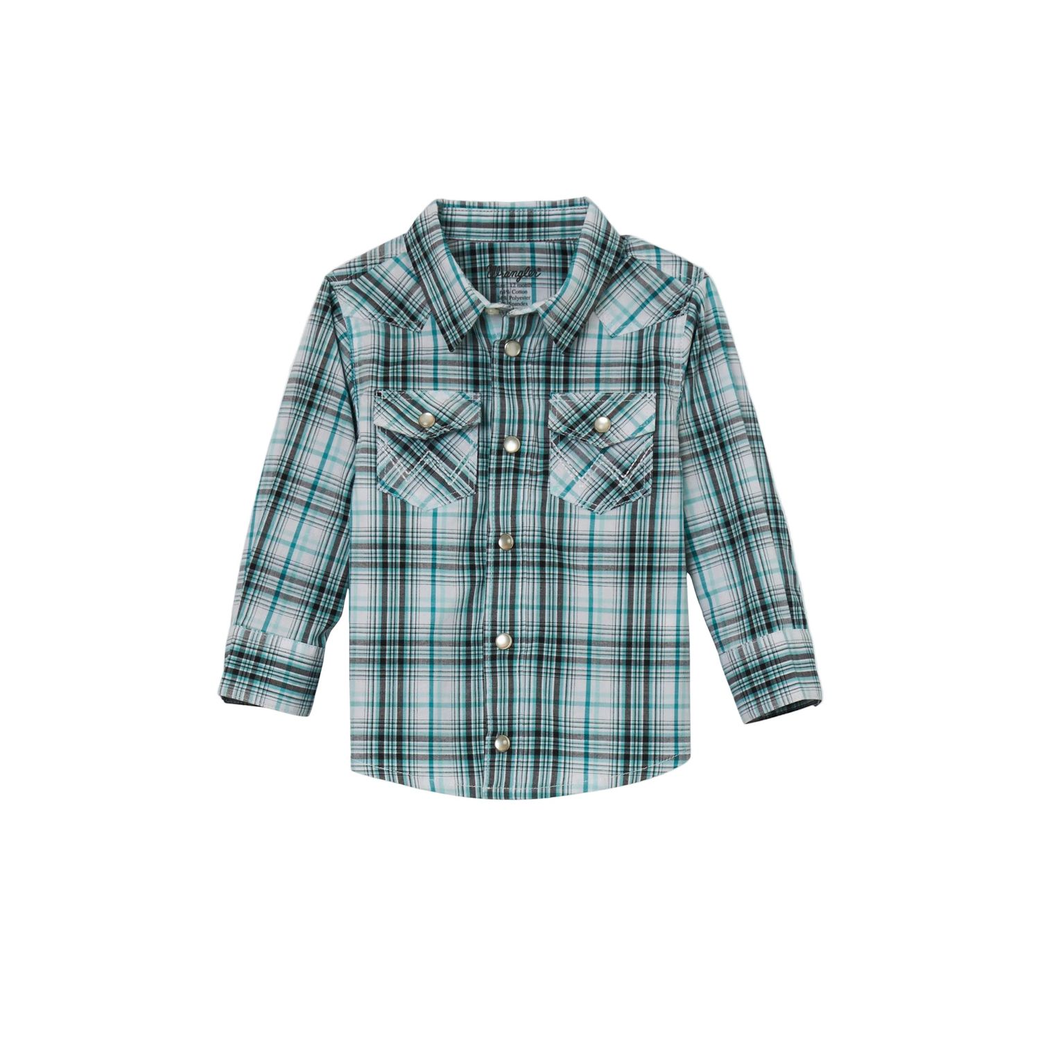 Wrangler Baby Boy Plaid Long Sleeve Shirt - Turquoise