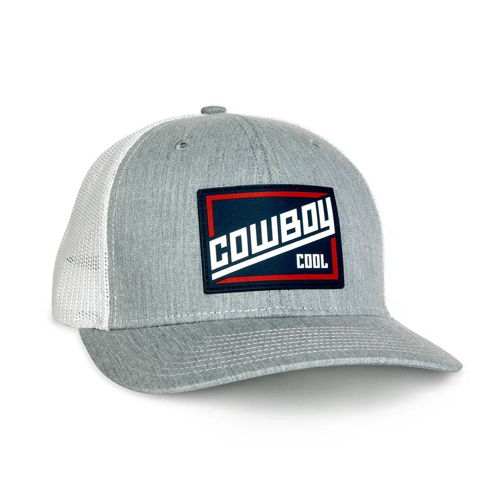 Cowboy Cool Slant Hat - Assorted Colours, Color: Heather Grey/white