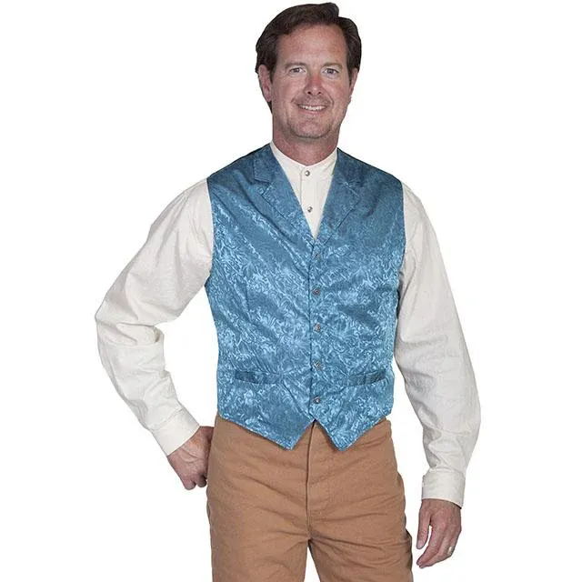 Scully Men's Slik Floral Single Breasted Vest, Color: Aqua, Size: M