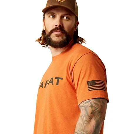 Ariat Men's Shield Flag Short Sleeve Graphic Tee Shirt - Adobe Heather
