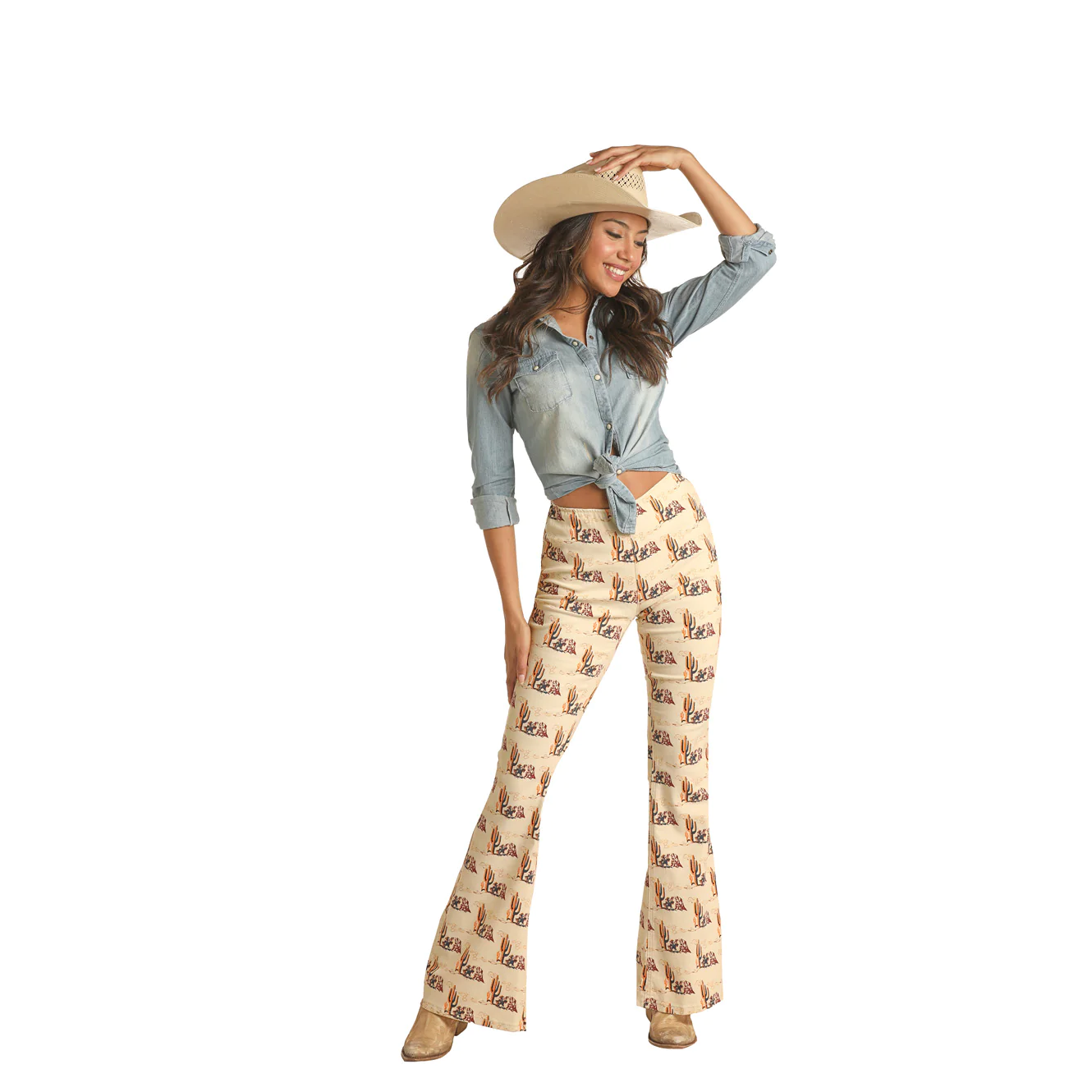 Rock &amp; Roll Women's Western Print Pull On Jeans
