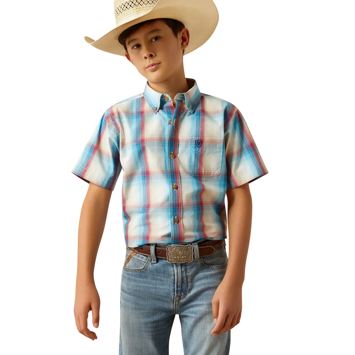 Ariat Boy's Pro Series Sunny Classic Fit Shirt - Blue, Size: XS