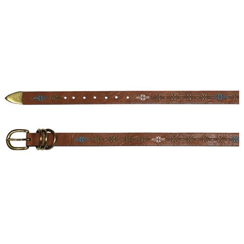 Catchfly Ladies Belt Tan w/Aztec Embroidery