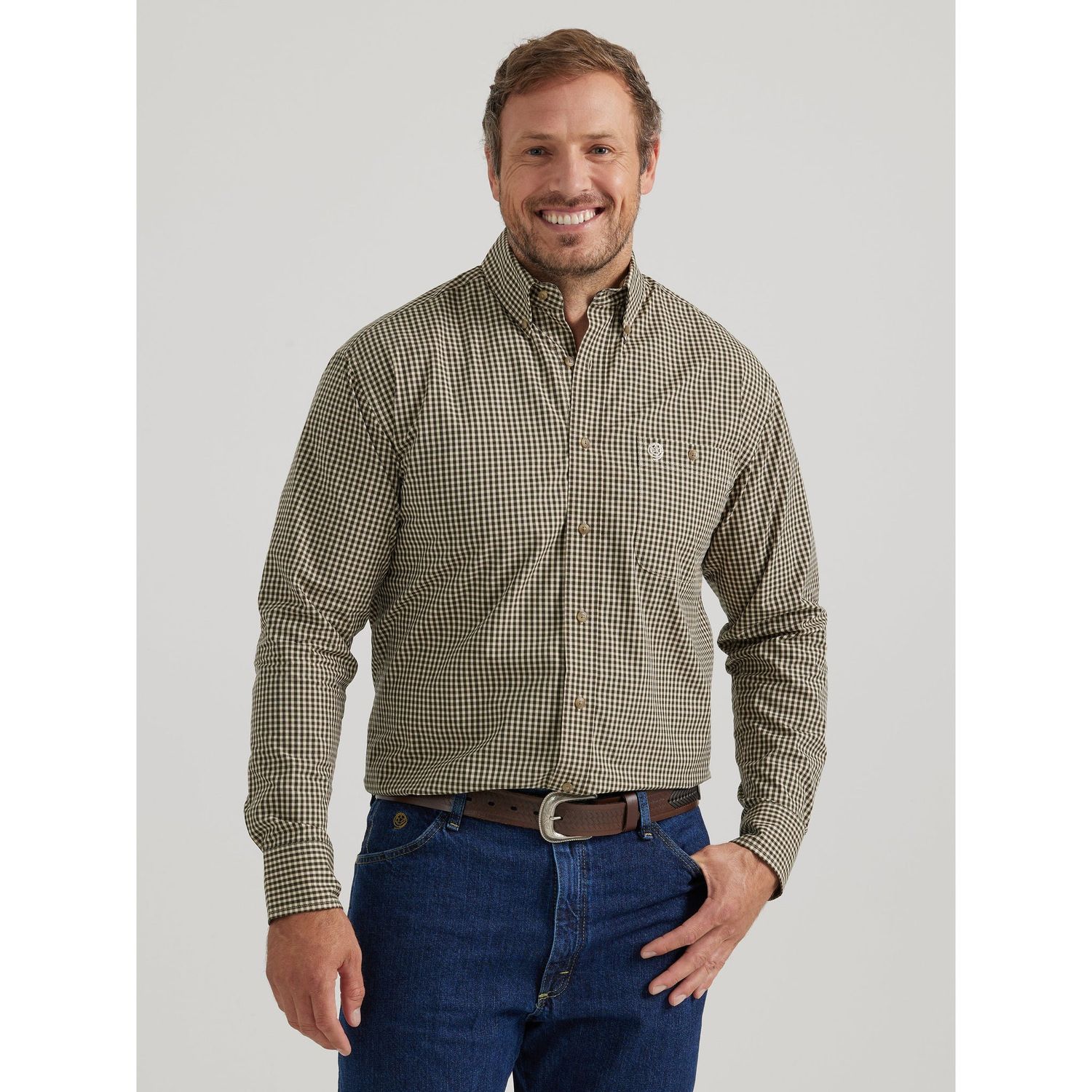 Wrangler Men's George Strait Long Sleeve 1 Pocket Shirt - Shortbread