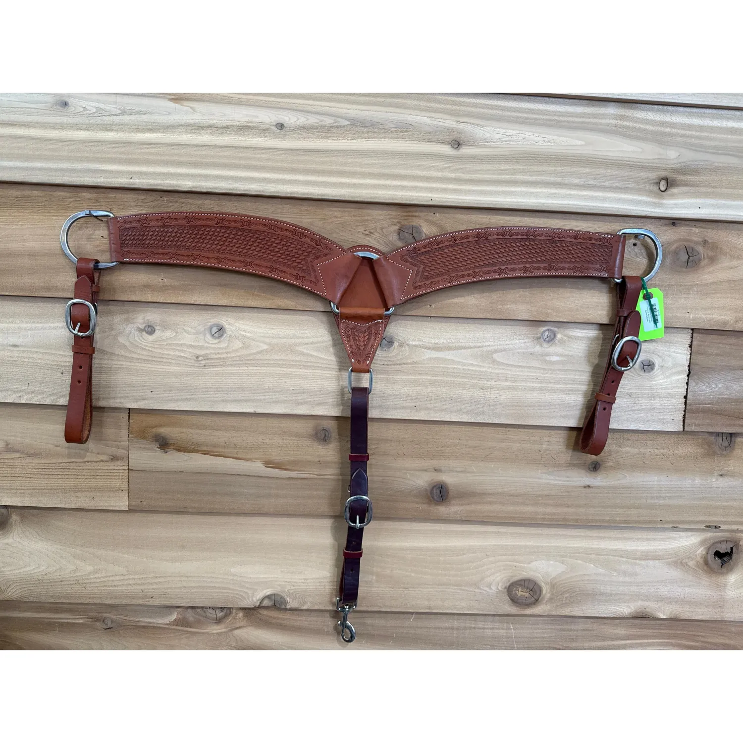 Irvine's 3" Breast Collar, Tooling: Basket/Barbwire