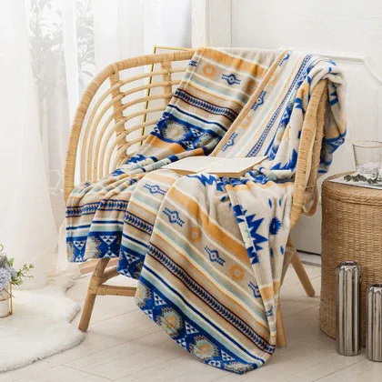 Western Varieties Silk Touch 50x60 Mink Throw Blanket - Sedona Sky, Color: Blue