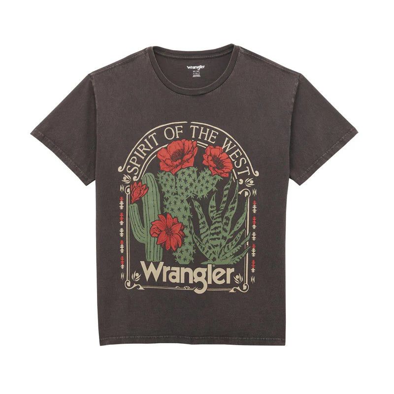 Wrangler Women's Oversized Short Sleeve Cactus Flower Tee Shirt-