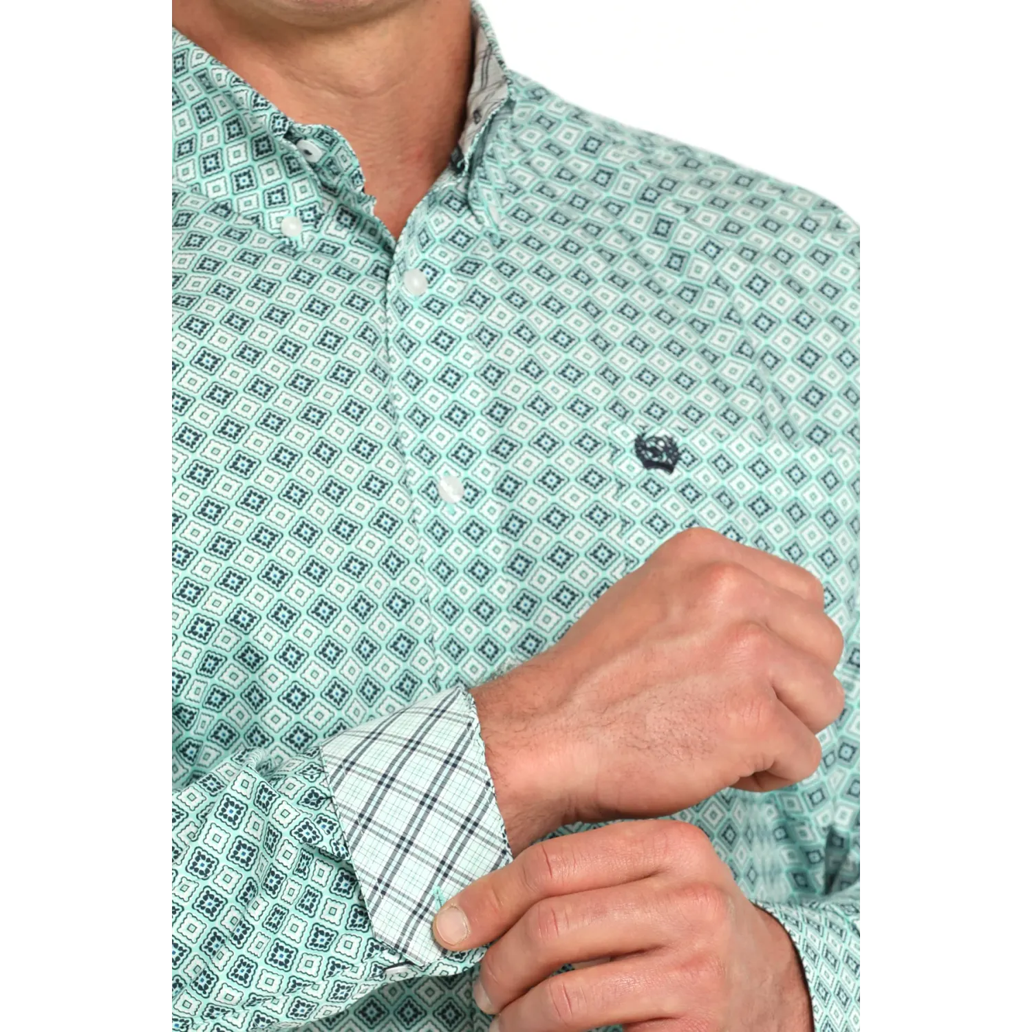 Cinch Men's Long Sleeve Print Shirt-Turquoise - MTW1105930