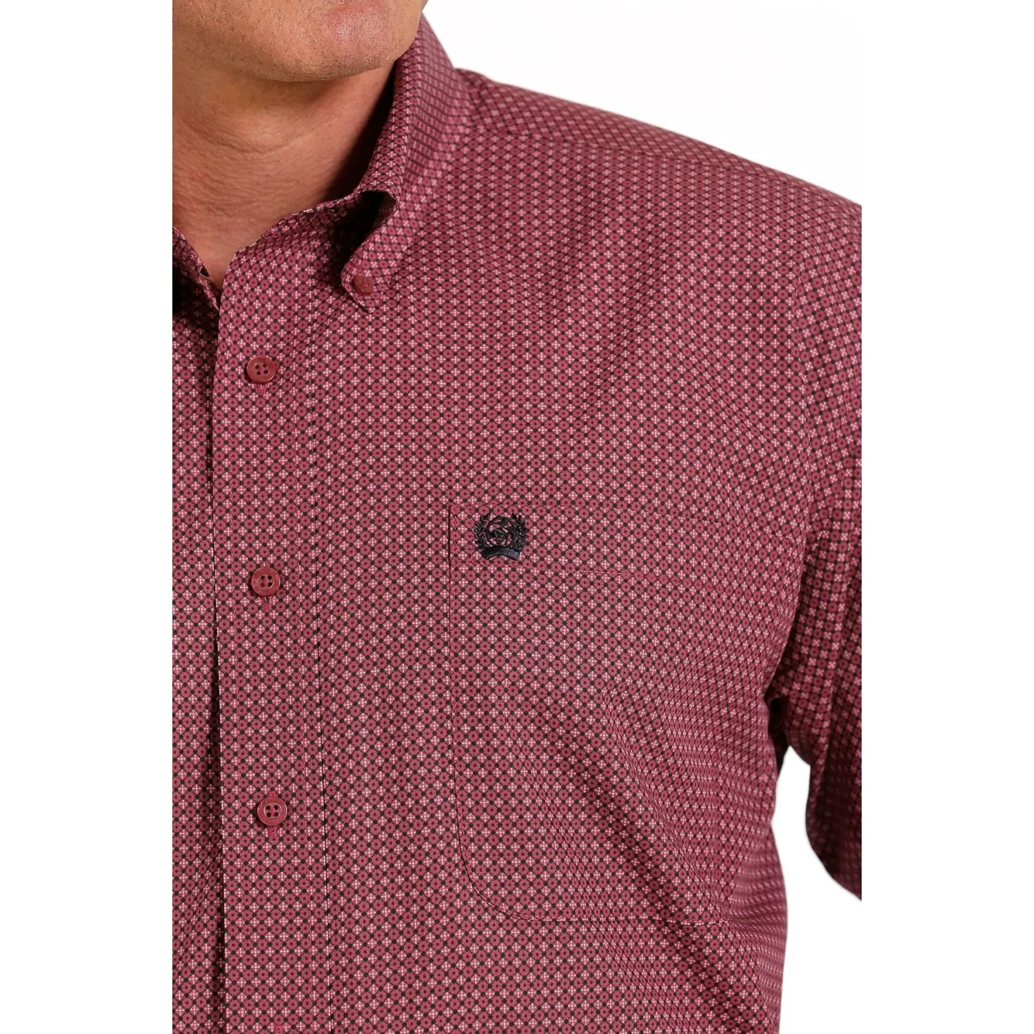 Cinch Men's Geometric Print Button-Down Long Sleeve Western Shirt - Fuchsia/Black