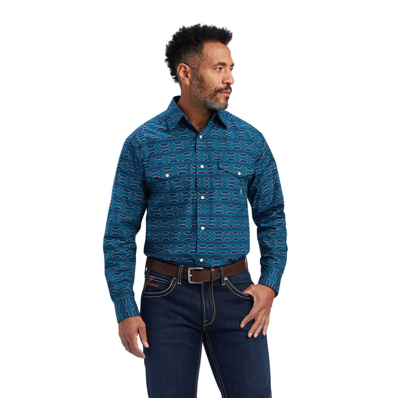 Ariat Mens Braylen Classic Snap Estate Blue