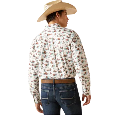 Ariat Men's WR Surfing Longhorn Aloha Stretch Western Aloha Shirt