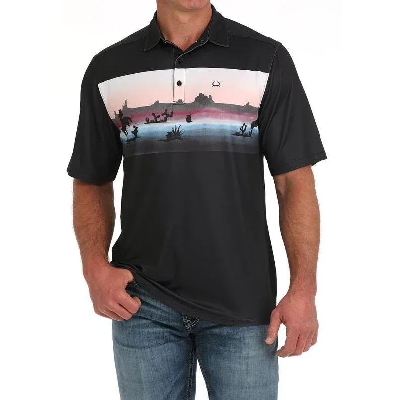 Cinch Mens Short Sleeve Arenaflex Polo -Black