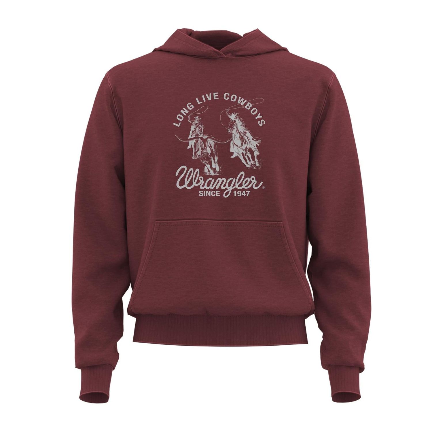 Wrangler Western Boy's Pullover Hoodie - Burgundy Heather