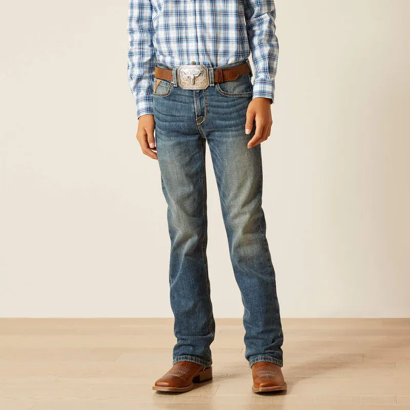 Ariat Boy's B4 Relaxed Sebastian Bootcut Jeans - Wave, Size: 7