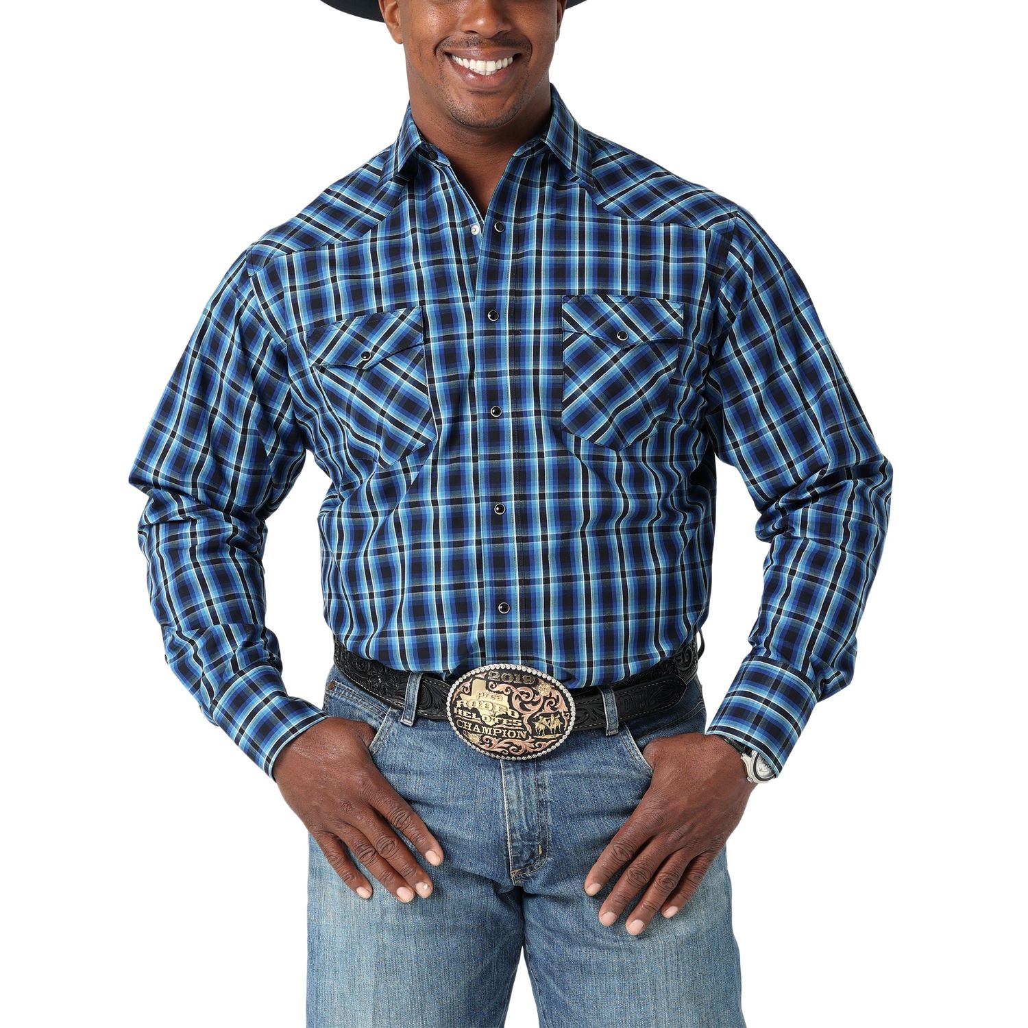 Wrangler Mens Silver Edition LS Snap Plaid