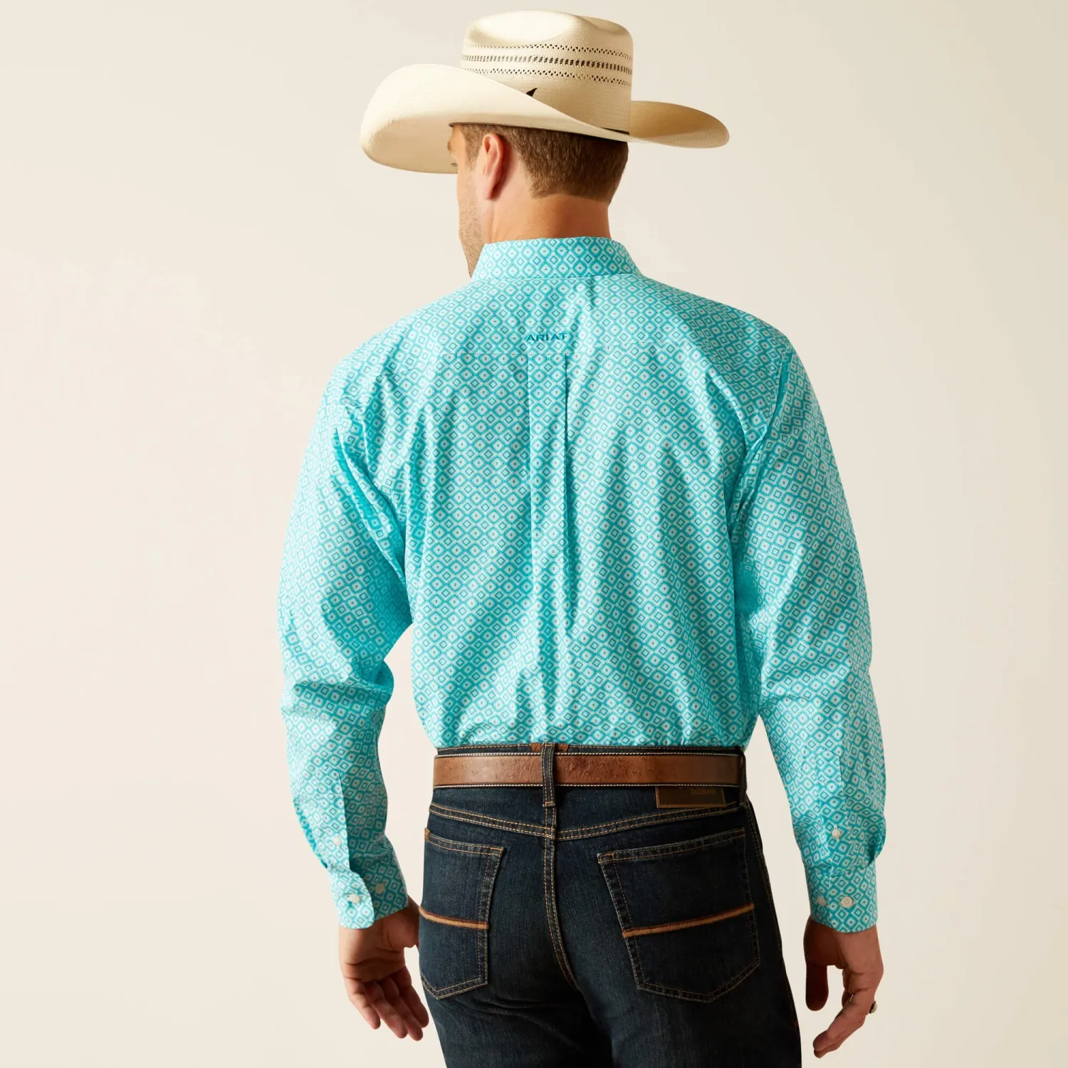 Ariat Men's Wrinkle Free Stanley LS Classic Fit Shirt - Peacock Blue