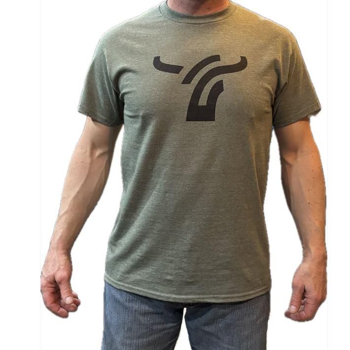 B8 Ranch Apparel Men's Short Sleeve Large Logo Tee Shirt - Heather Military Green