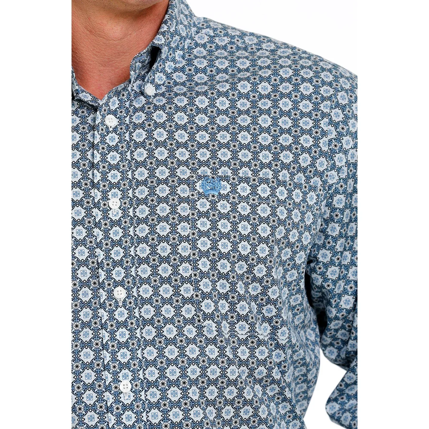Cinch Men's Long Sleeve Print Western Shirt - Blue - MTW1105628