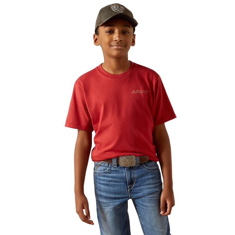 Ariat Boy's Ariat Patriot Buffalo Coin Tee Shirt - Brick Red