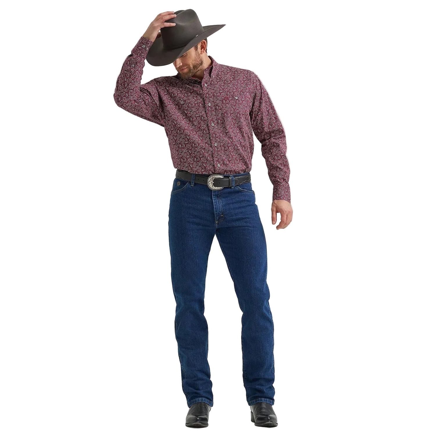 Wrangler Men's Long Sleeve Print Button Shirt -