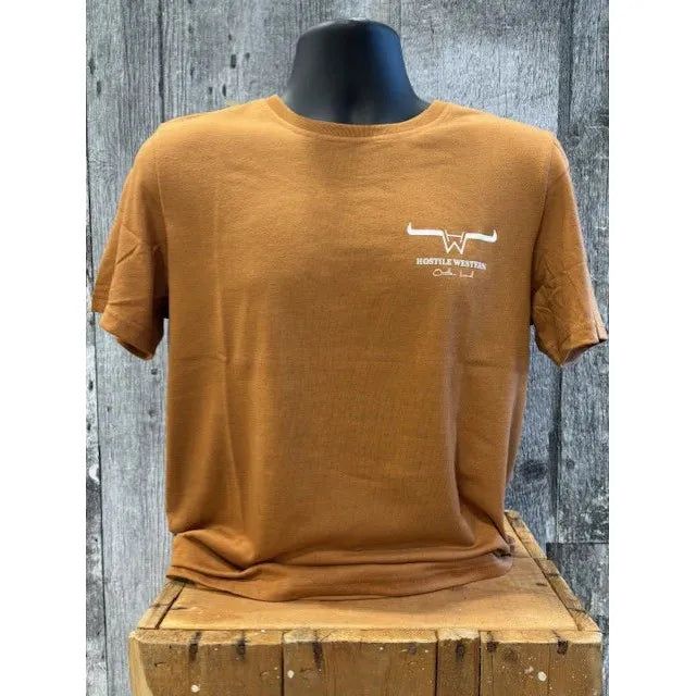 Hostile Western Men's Short Sleeve Tee Shirt- Burnt Orange