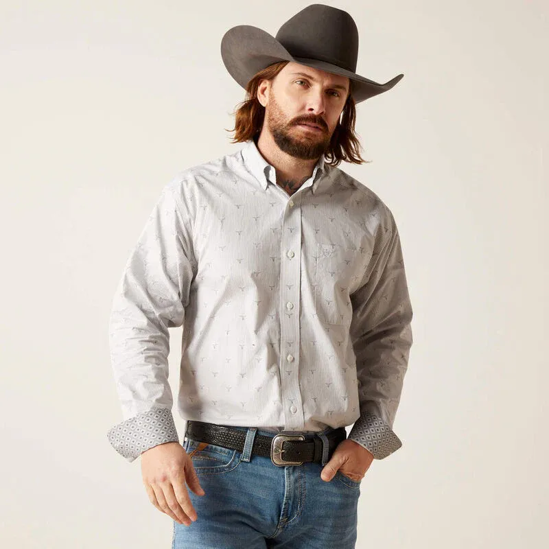 Ariat Men's Wrinkle Free Victory Classic Fit Shirt- Eileen Grey, Size: 3XL