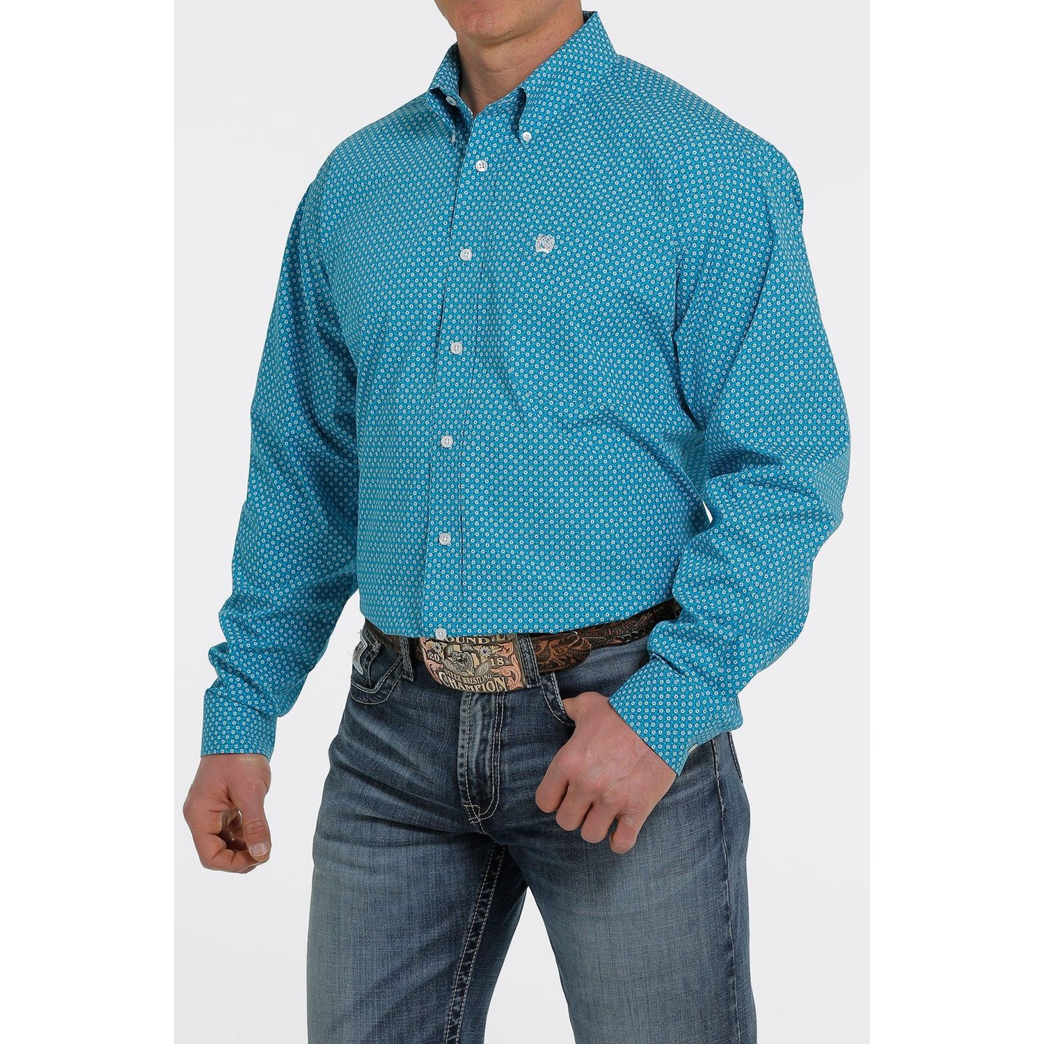 Cinch Mens LS Print Shirt Blue - MTW11055