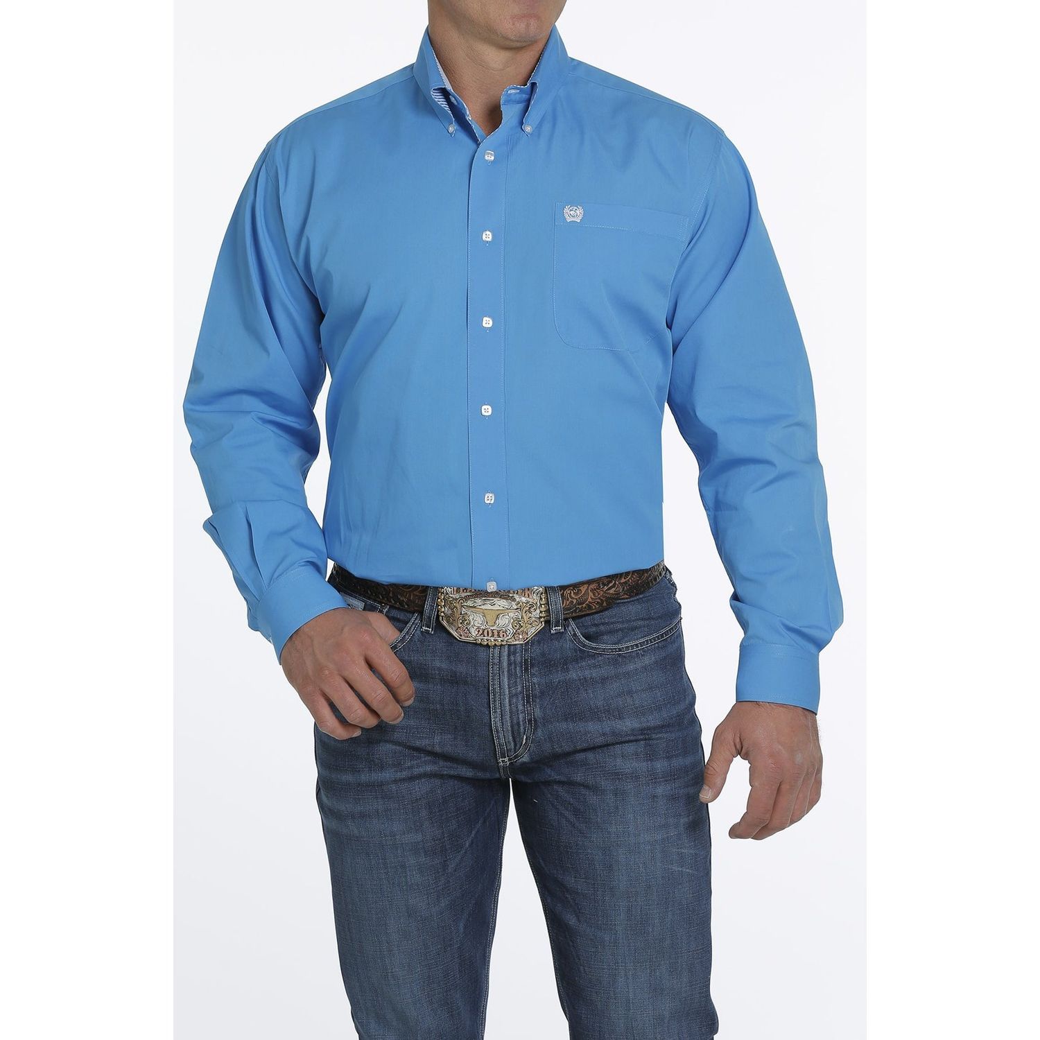Cinch Men's LS Solid Shirt Blue
