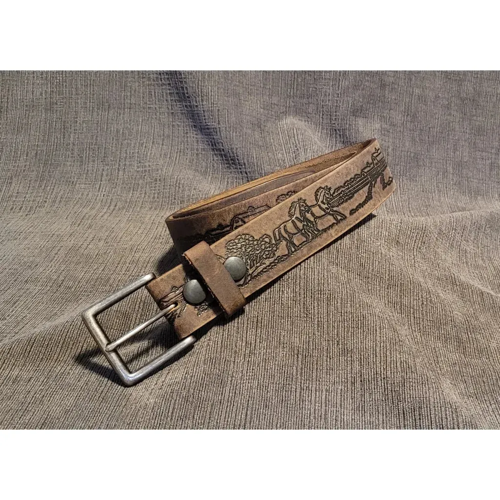 Barrett Men's Horse Embossed Belt - Brown