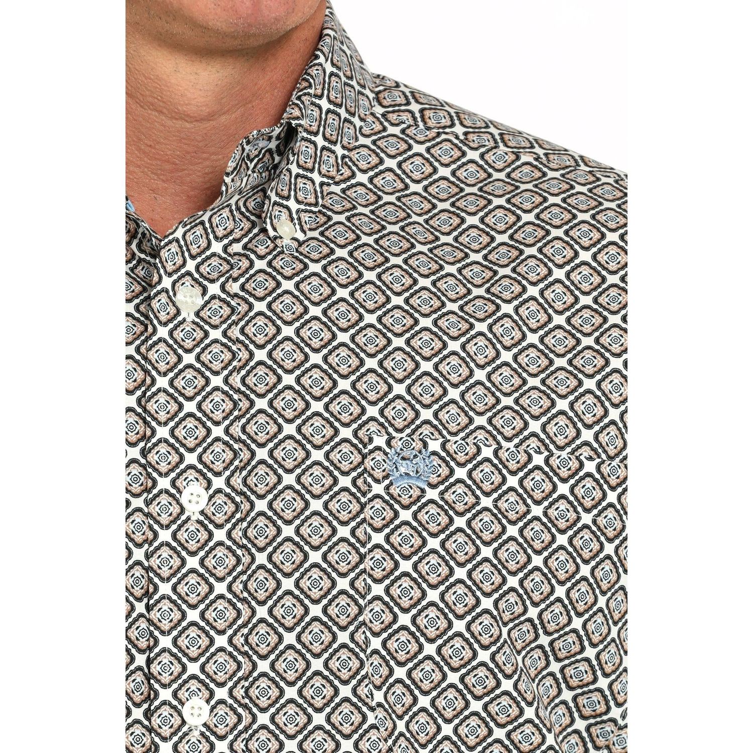 Cinch Men's Short Sleeve Print Shirt 725 - Cream