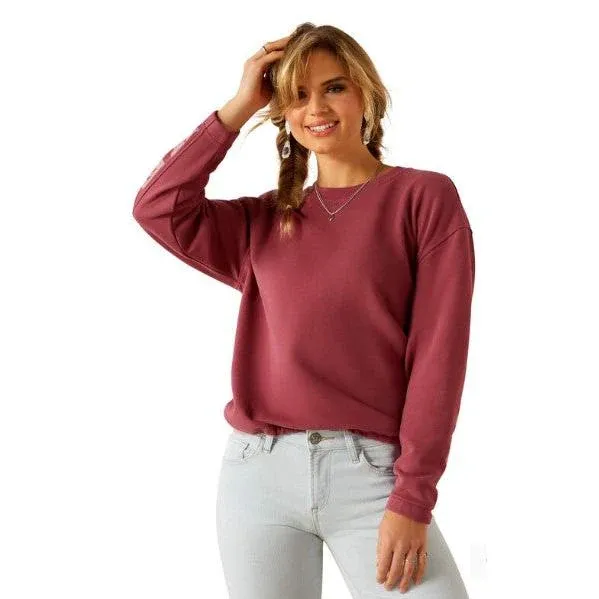 Ariat Women's Long Sleeve Cowgirl Tough Sweatshirt - Assorted Colours, Color: Dry Rose, Size: 2-xl