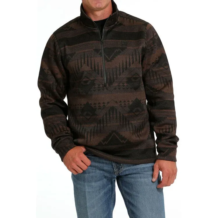 Cinch Men's 1/2 Zip Sweater - Brown, Size: XS
