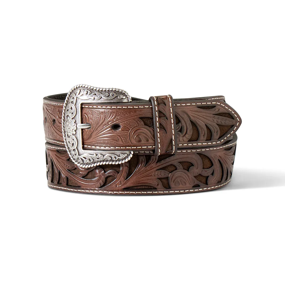 Ariat Women's Floral Embroidered Buck Lace Belt - Brown, Size: S