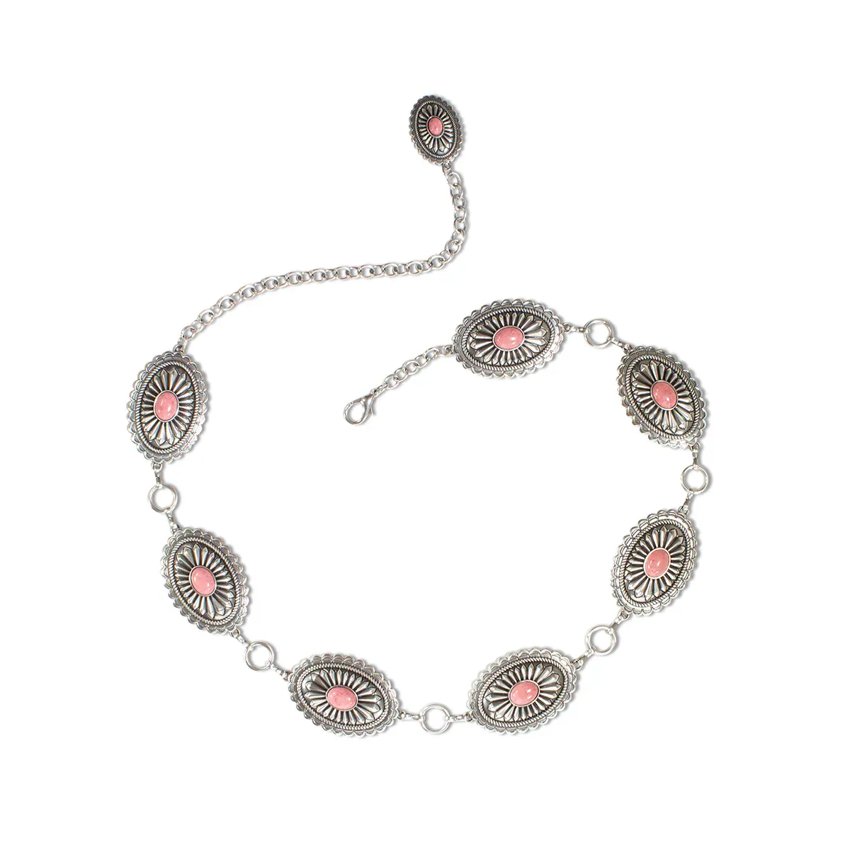 Ariat Women's Oval Concho Belt - Pink Stones