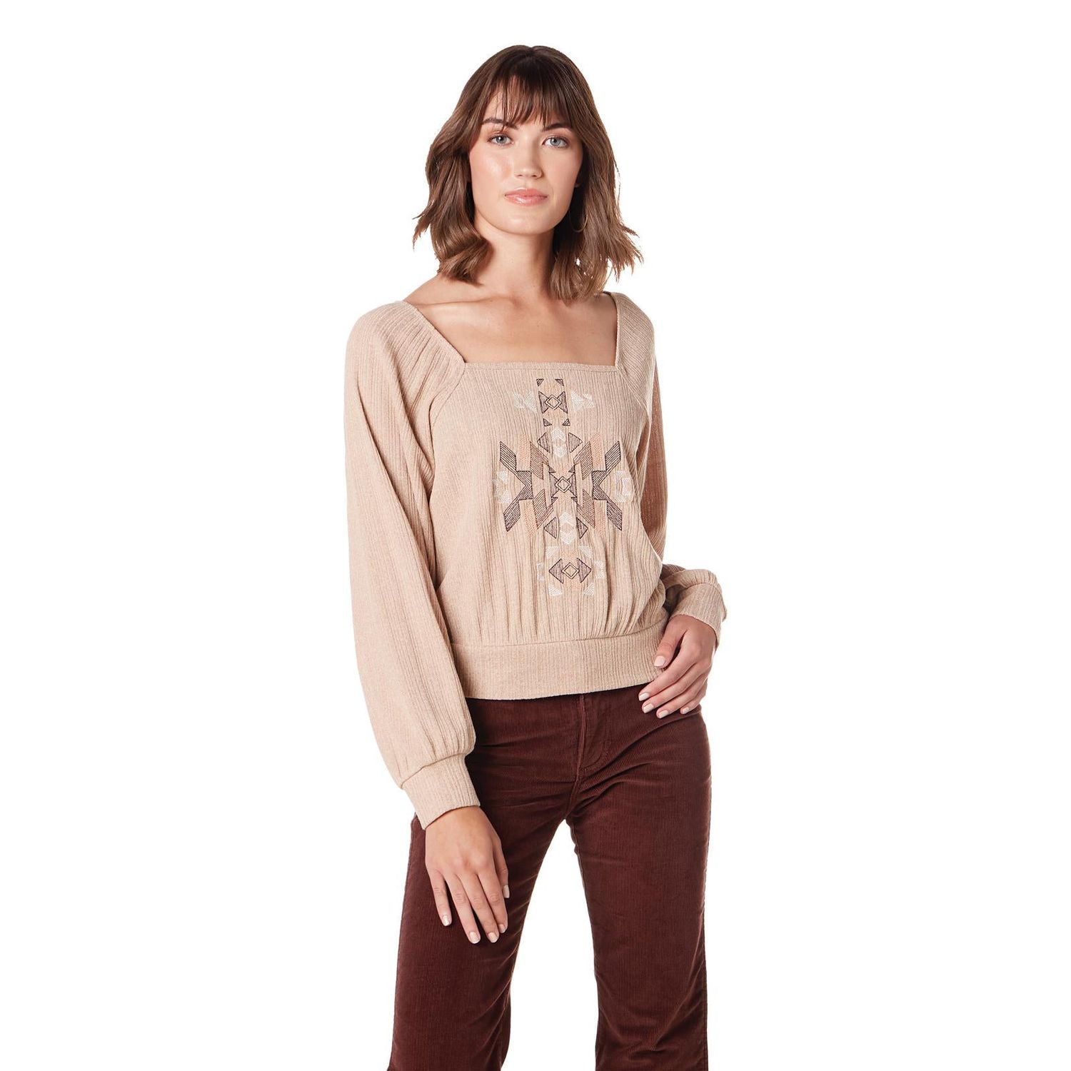 Wrangler Women's Retro Western Vintage Top - Tan