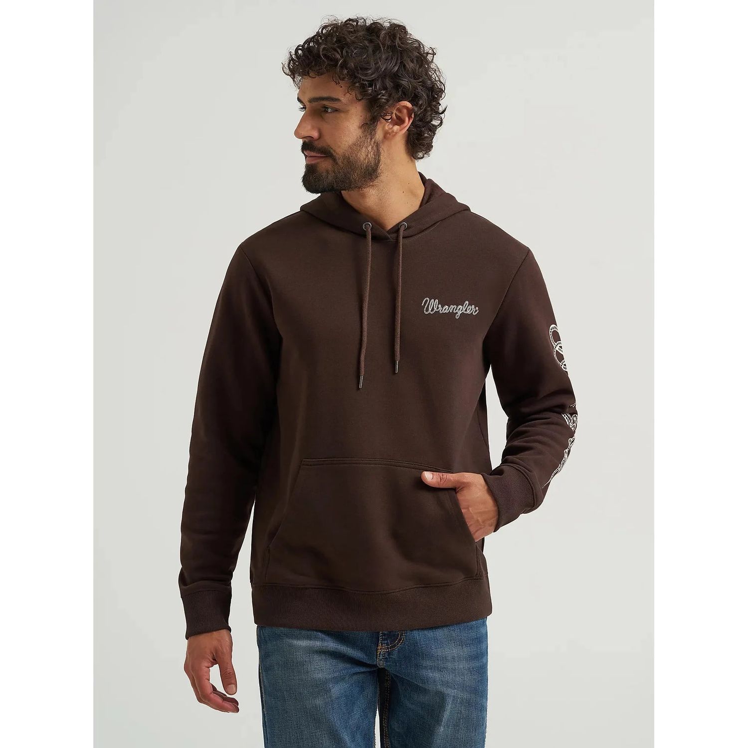 Wrangler® Men's Rope Logo Pullover Hoodie - Mole Brown