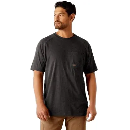 Ariat Men's Rebar Cotton Strong Short Sleeve Logo Tee Shirt- Multiple Colors, Color: Charcoal Southwest, Size: 3XL