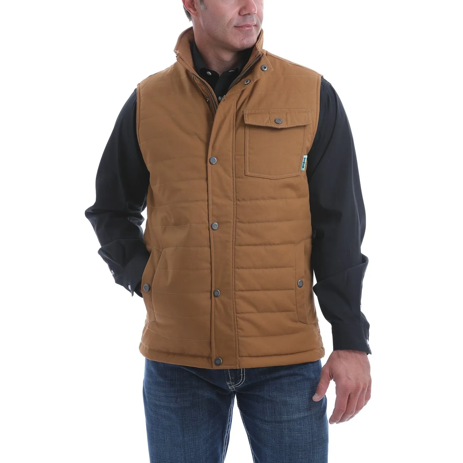 Cinch Men's Solid Quilted Vest - Brown, Size: SMALL