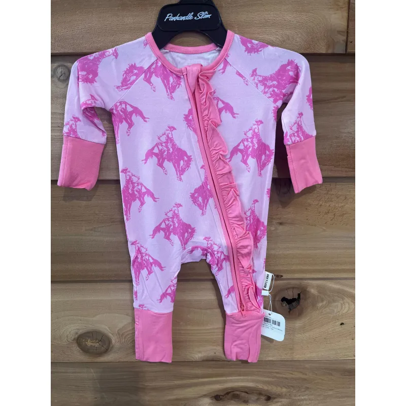 Boots &amp; Bows Broncs Infant Sleeper - Pink