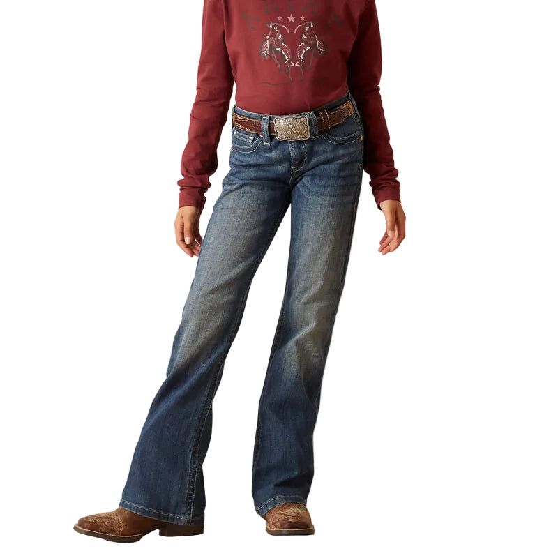 Ariat Girls REAL Clover Boot Jean - Chill Blue