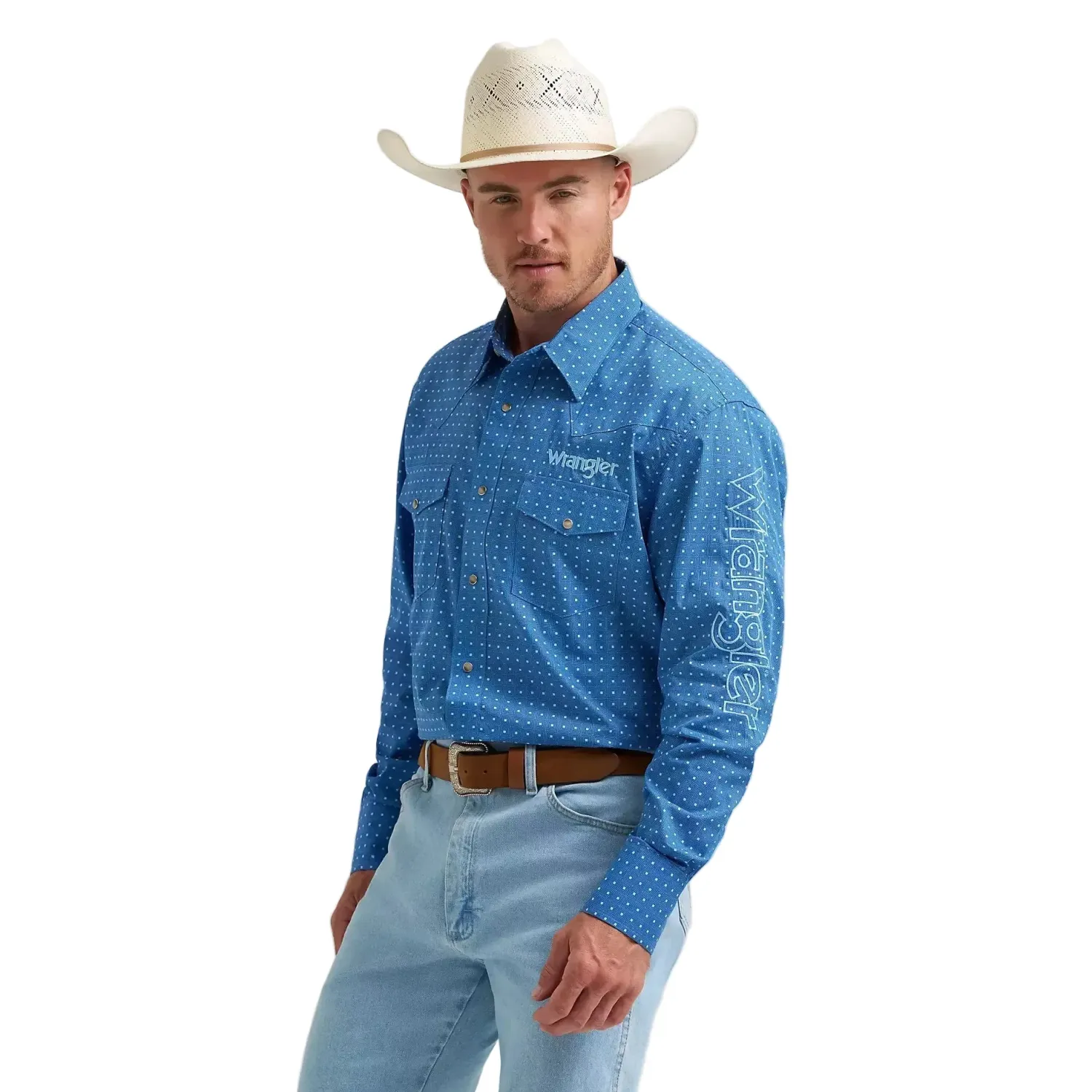 Wrangler Men's Long Sleeve Snap Shirt - Multiple Colours, Colour: Dark Blue, Size: S
