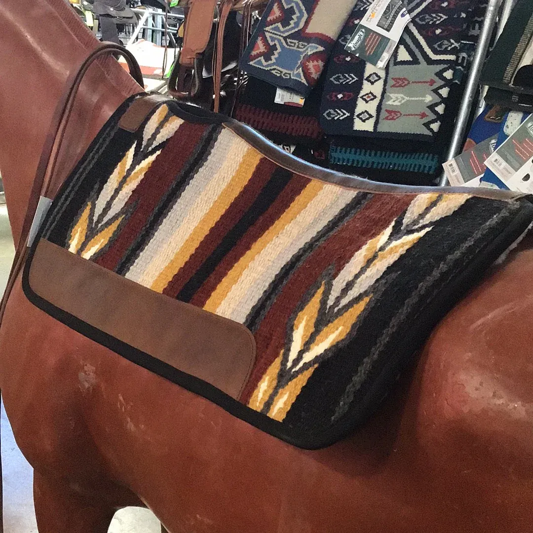 Irvine Wool Top Saddle Pad, Color: Black/Brown/Yellow/Grey