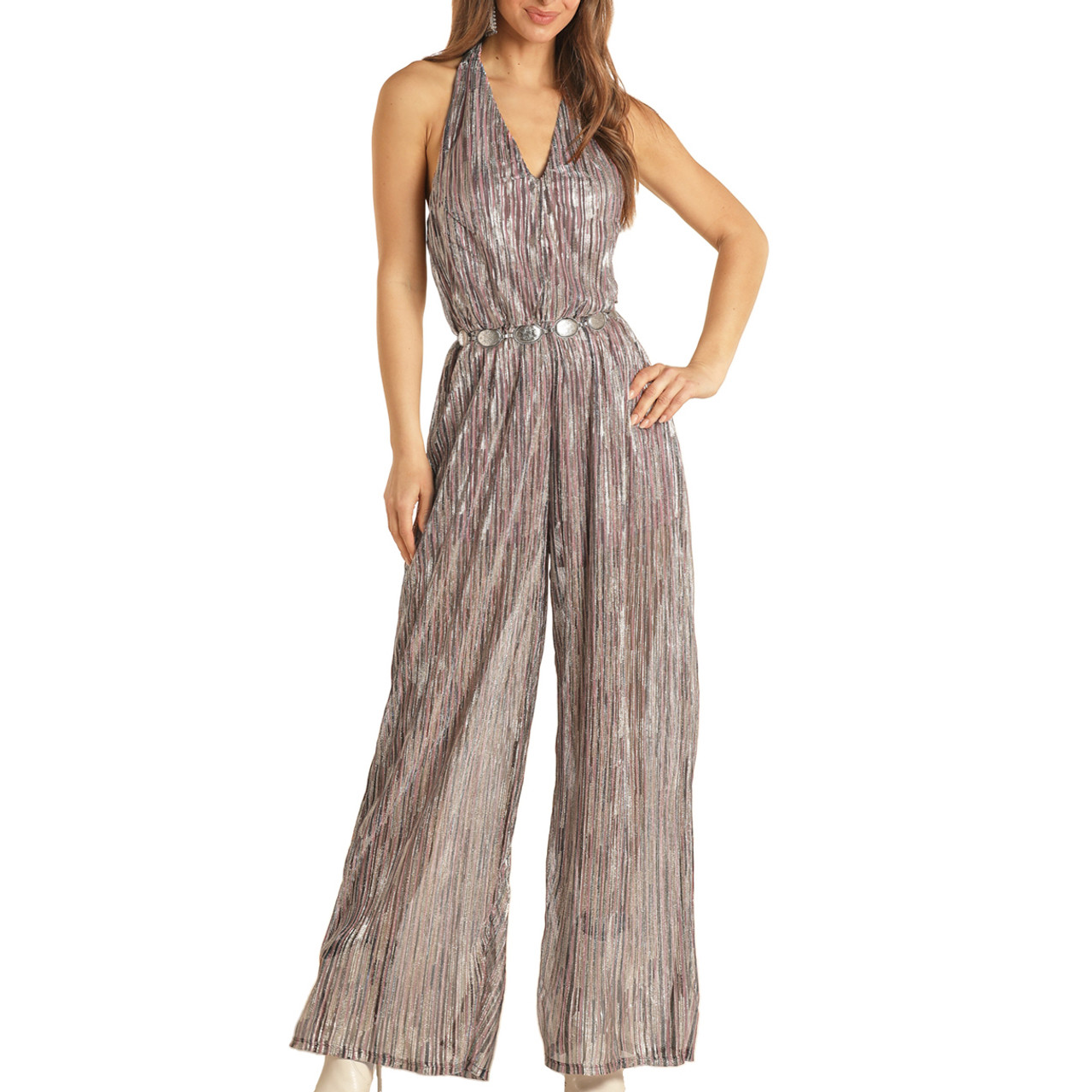 Rock &amp; Roll Womens Multi Stripe Jumpsuit