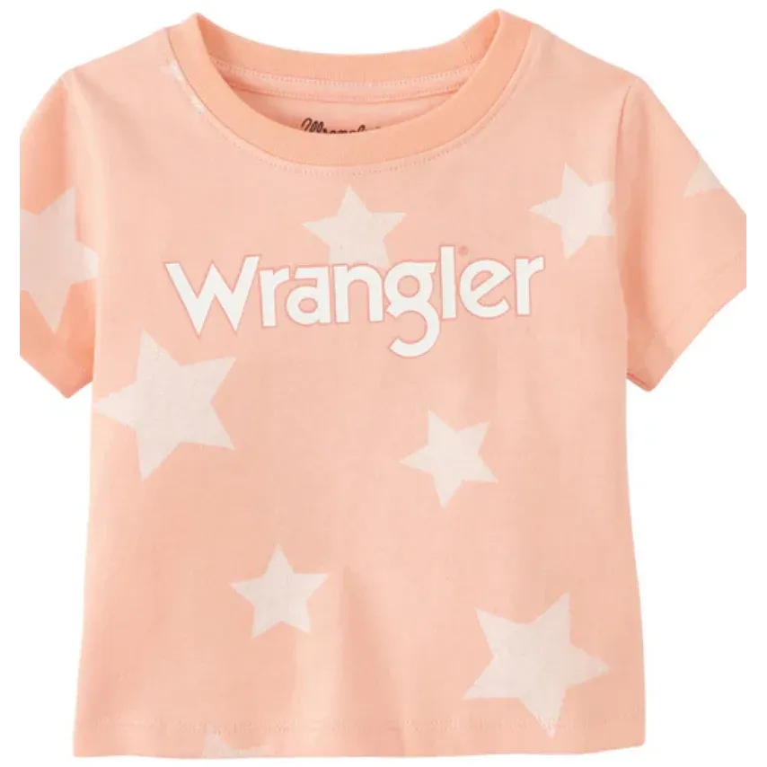 Wrangler Baby Girl's Short Sleeve T-Shirt - Peach, Size: 0-3M