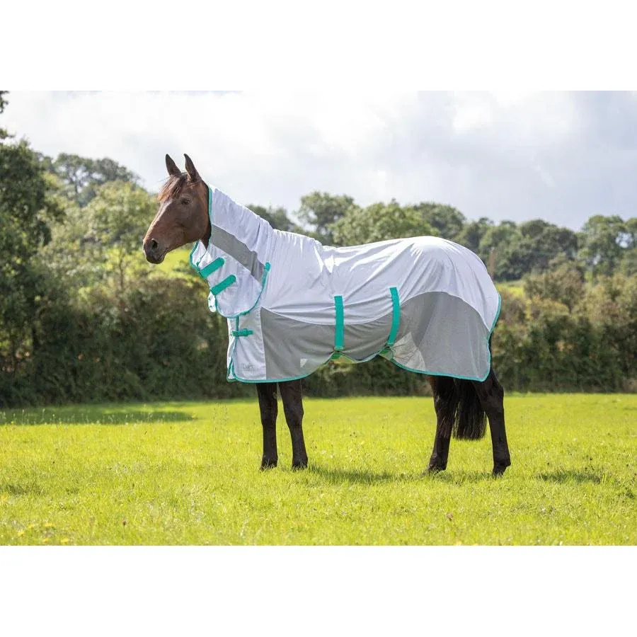Shire Tempest Fly Sheet Neck Cover, Color: White/Blue, Size: S