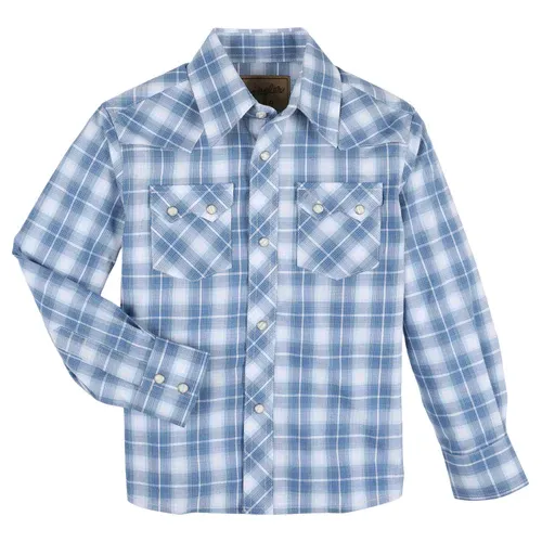 Wrangler Boy's Retro Core LS Shirt - Blue, Size: XS